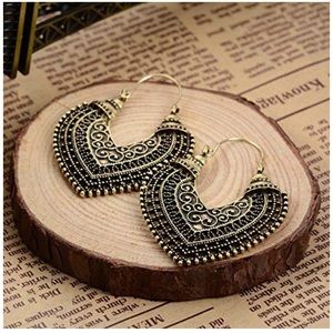 Antique Bronze Boho Heart Earrings